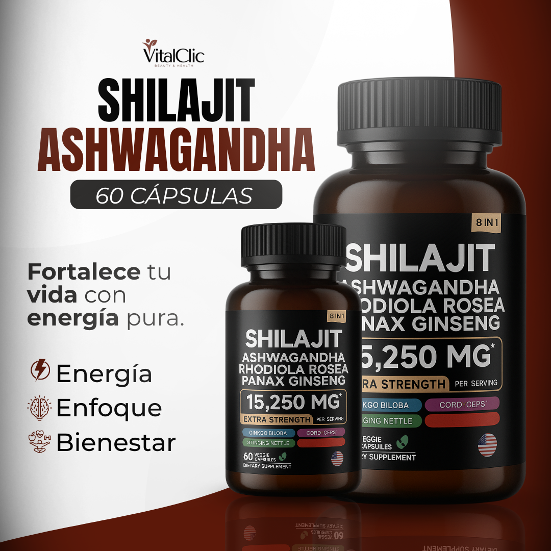 Shilajit Ashwagandha 60 Caps - FORTALECE TU VIDA CON ENERGÍA PURA💪🏻🍆