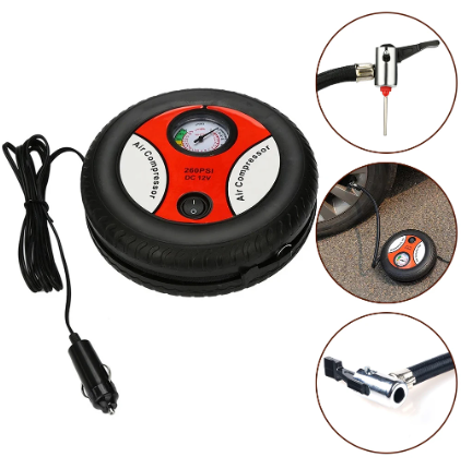 🛑Mini Compresor de Aire Portátil + 3 Adaptadores de boquilla🚥